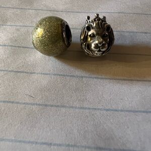 Pandora Gold Glitter and Silver Lion Charm Set